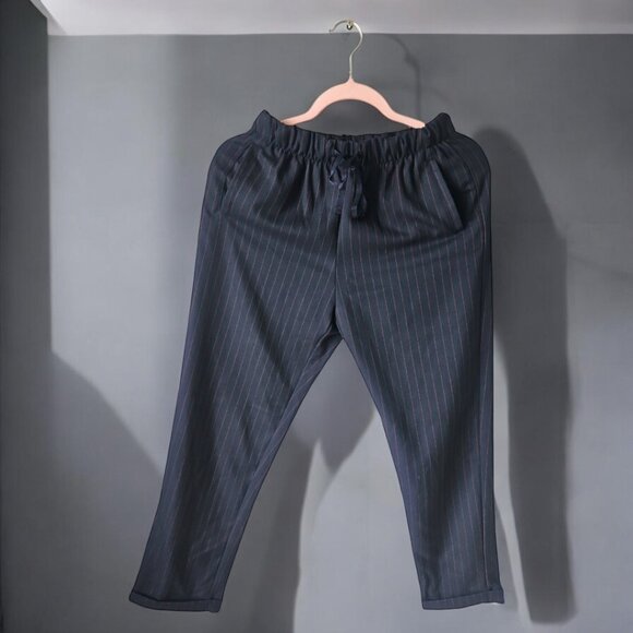 Bershka BSK Girl Navy Pinstripe Pants - Picture 2 of 5